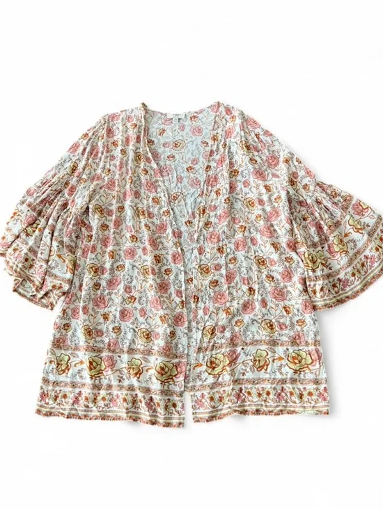 Umgee Boho Floral Kimono Cardigan Bell Sleeve S/M - Picture 5 of 7